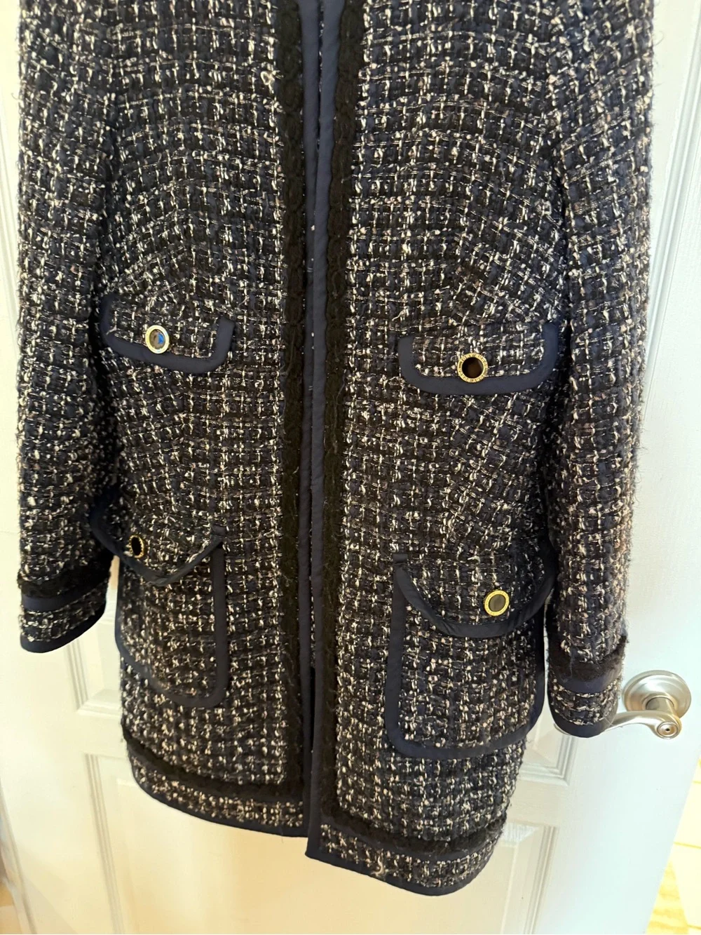 Tory Burch Annabelle Tweed Jacket with Gold Buttons